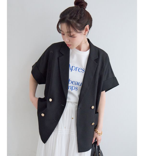  「≪洗える≫メッシュハーフスリーブジャケット」|その他|ブラック