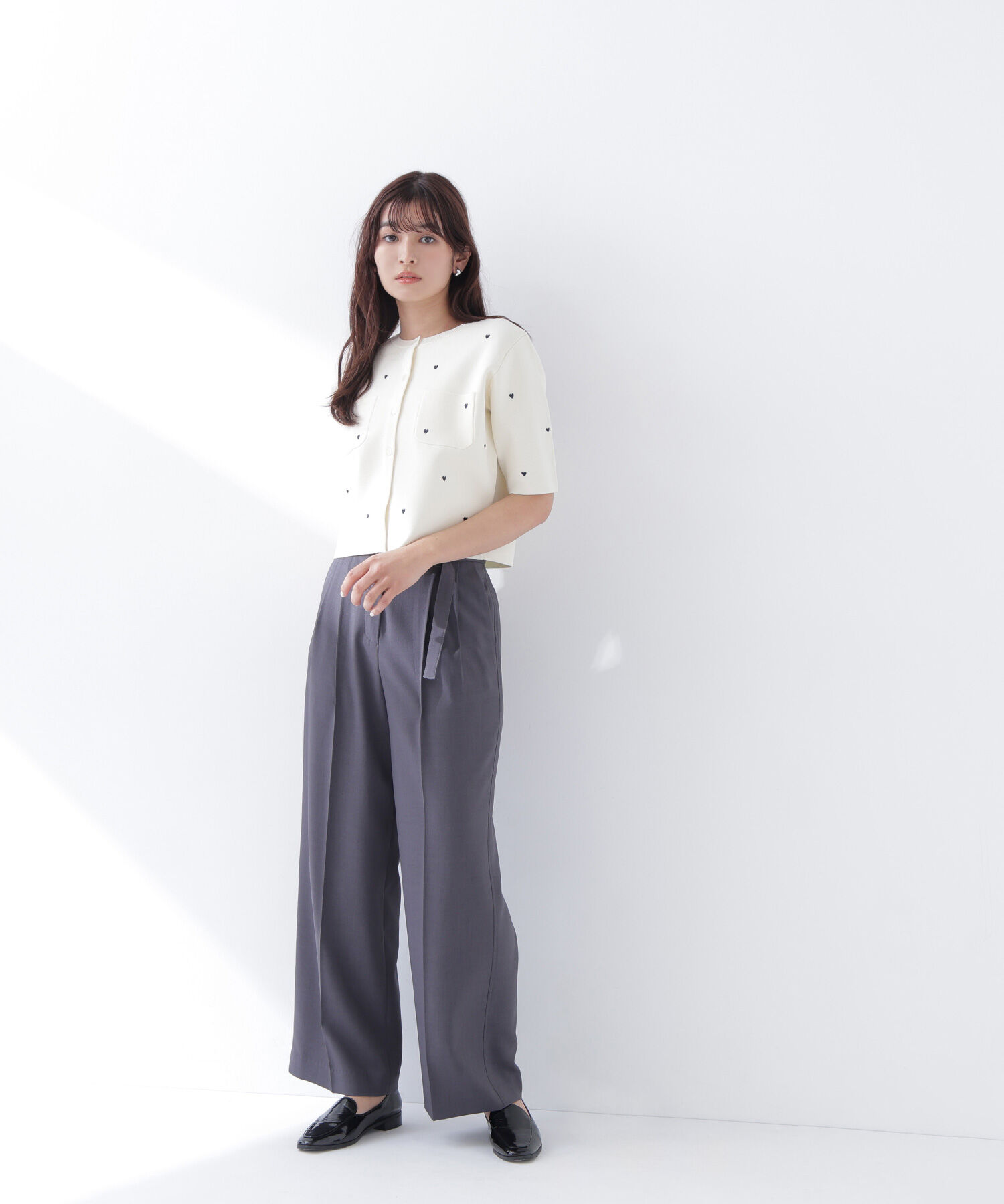  「<Oggi.jp掲載>ハート刺繍ニットジャケット」|ニット・セーター|