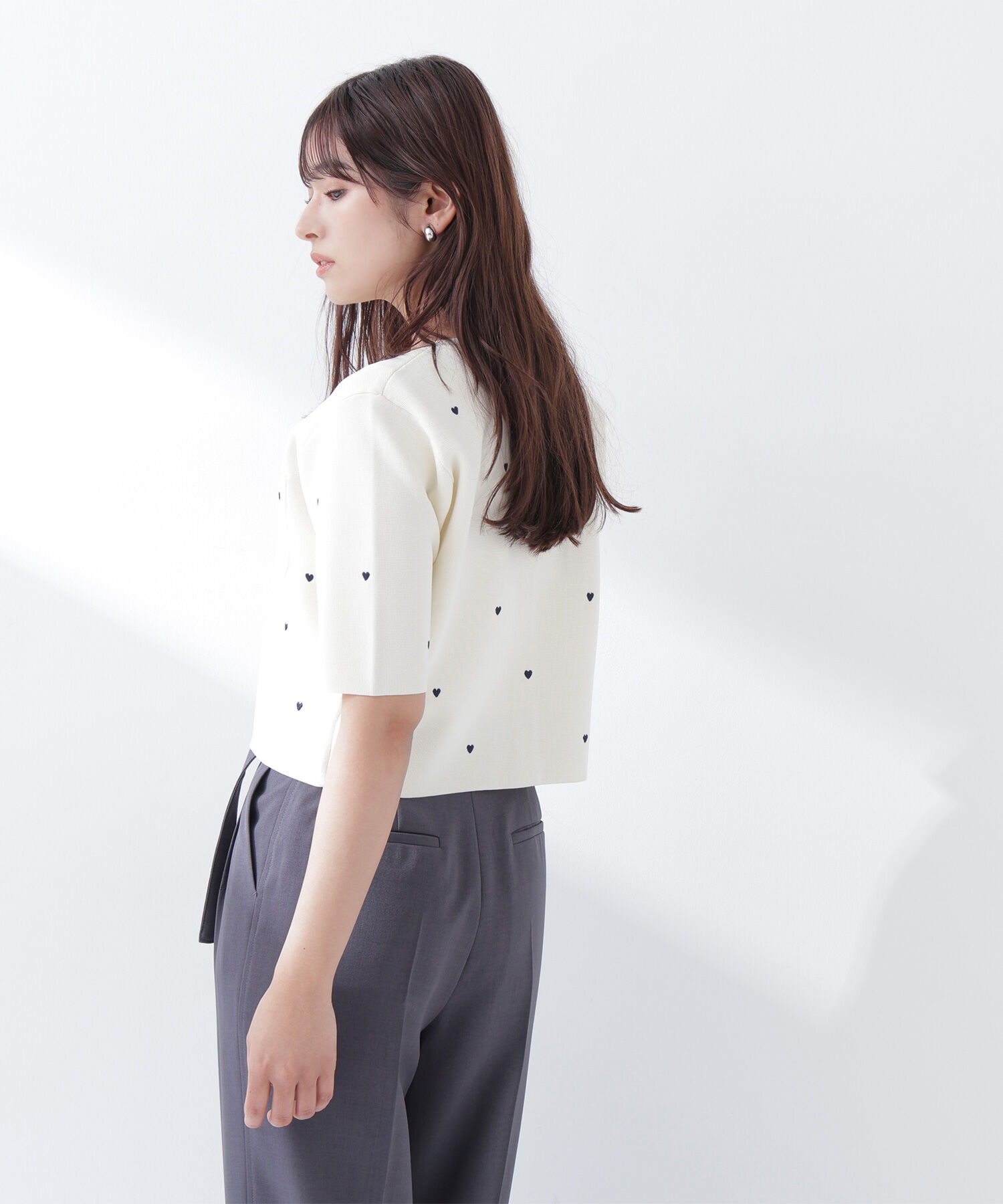  「<Oggi.jp掲載>ハート刺繍ニットジャケット」|ニット・セーター|
