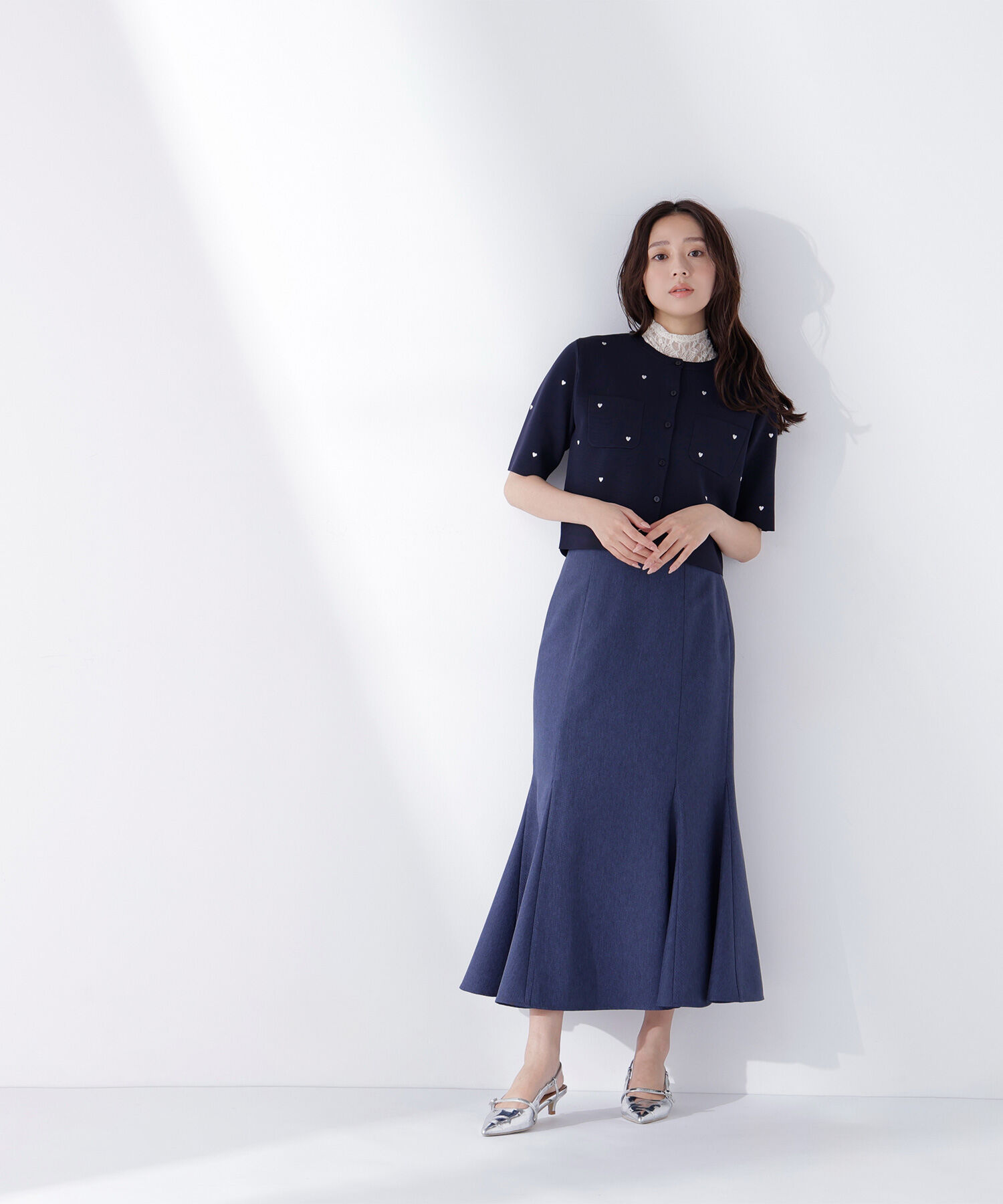  「<Oggi.jp掲載>ハート刺繍ニットジャケット」|ニット・セーター|