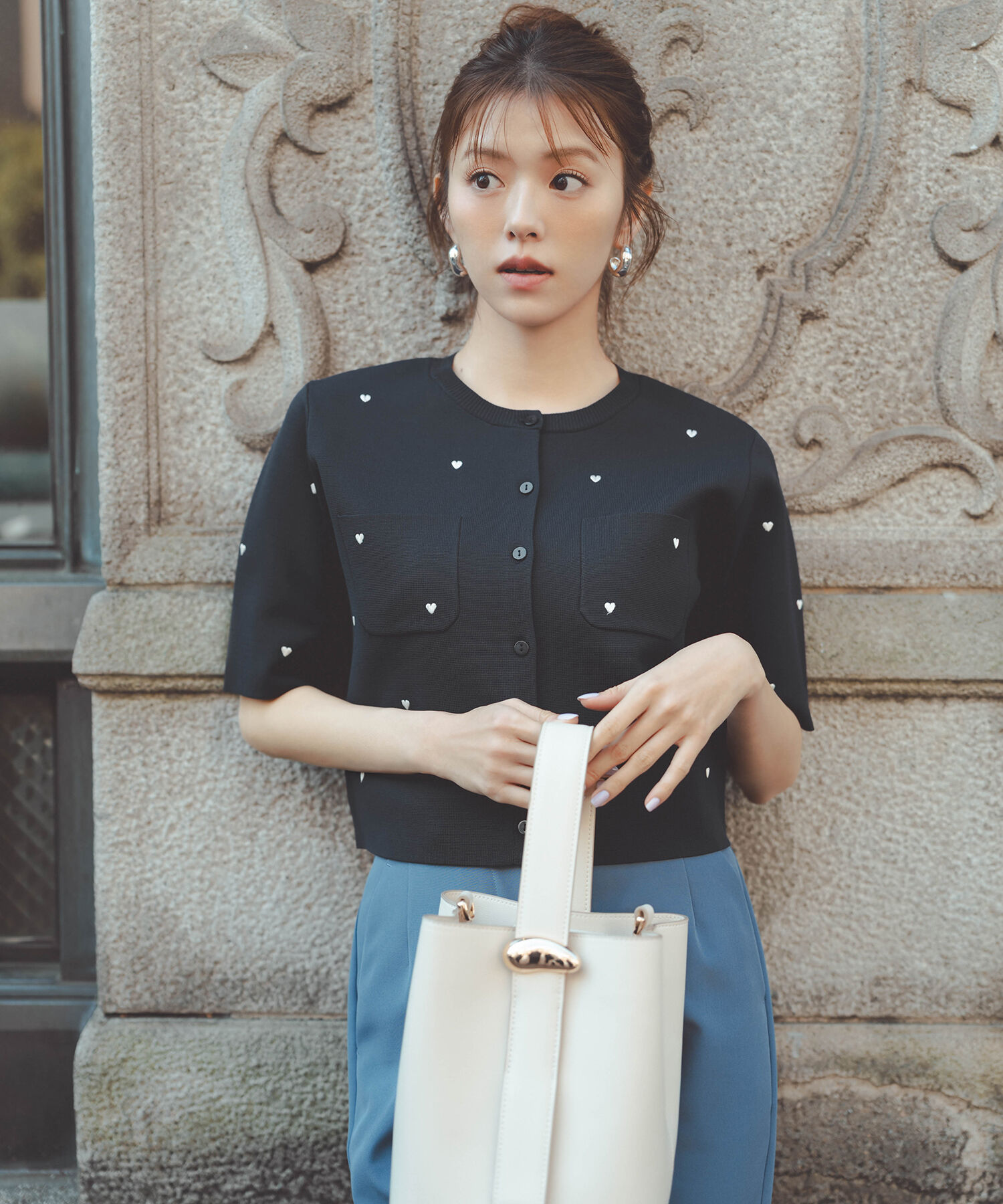  「ハート刺繍ニットジャケット」|ニット・セーター|