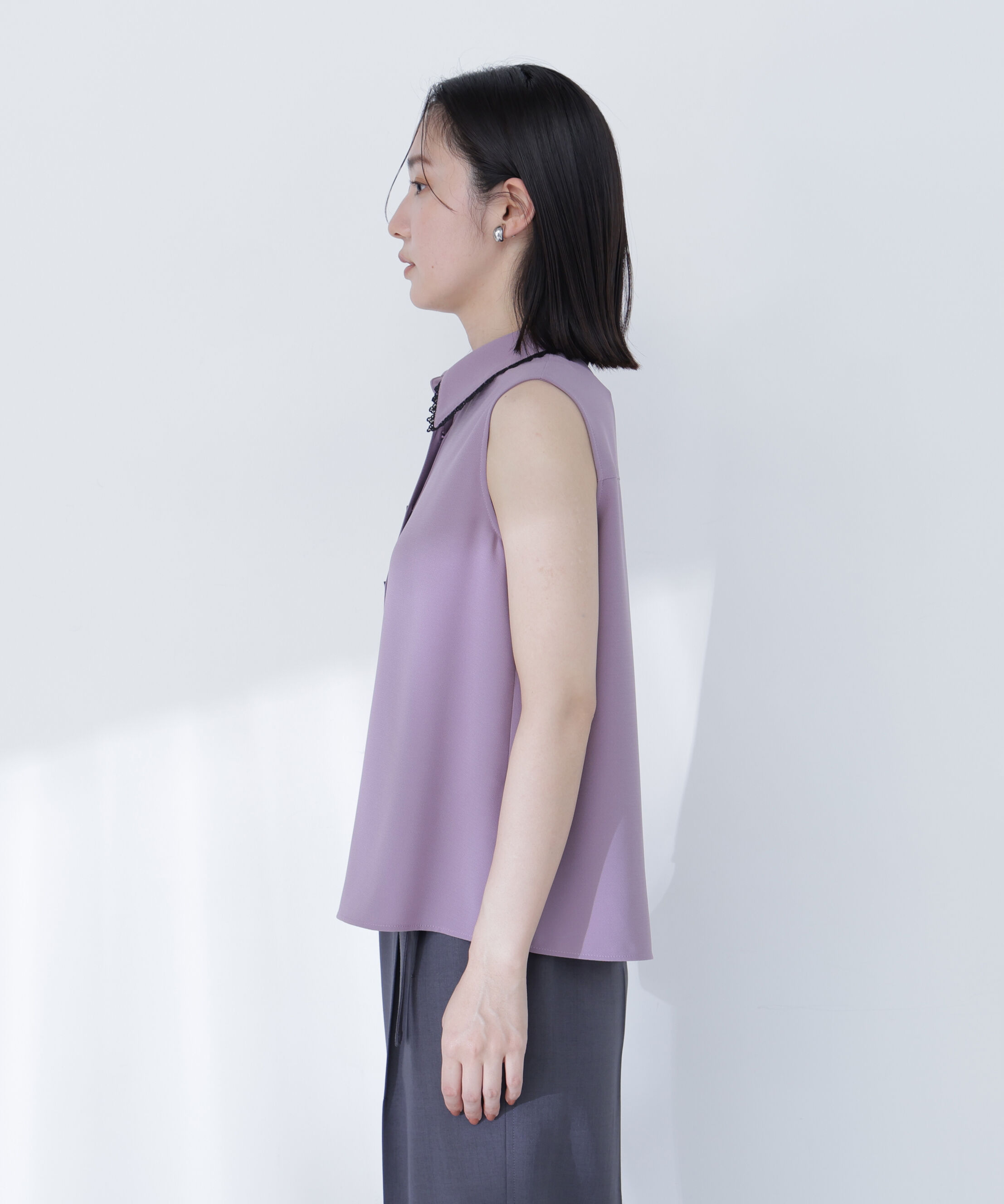  「〈山本里菜さんコラボ〉レーストリミングカラーブラウス」|シャツ・ブラウス|