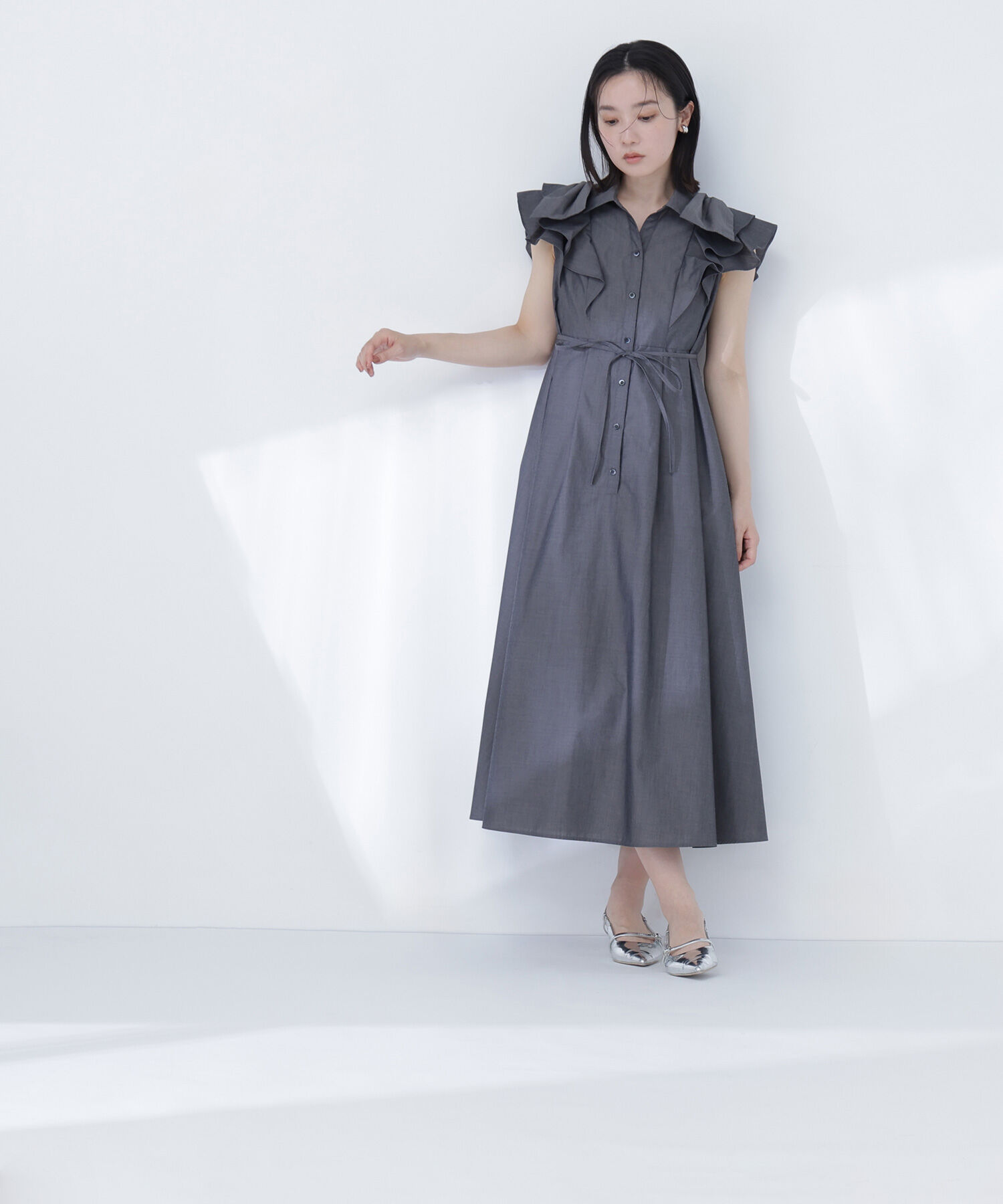  「〈山本里菜さんコラボ〉リボンラッフルシャツワンピース」|ワンピース|