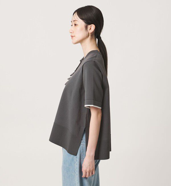 UNITED ARROWS「ミニマル フリル ショートスリーブ ニット」|ニット・セーター|