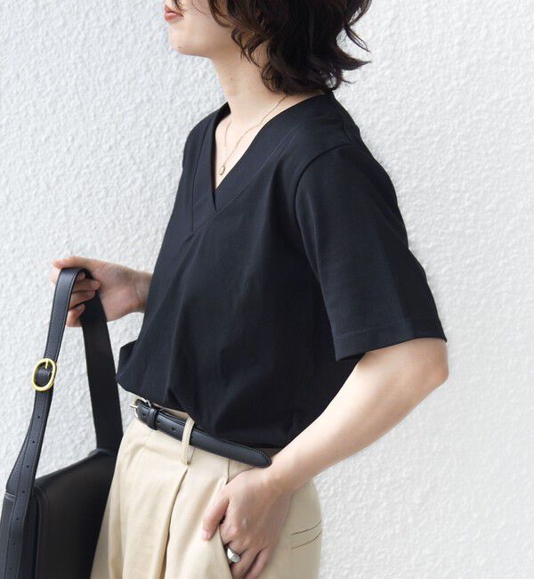 SHIPS for women「《予約》【WEB限定】〈ネックが選べる2サイズ展開〉オーガニックコットン バリエーションネック TEE」|Tシャツ・カットソー|