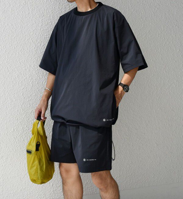 SHIPS any「【WEB限定】SHIPS any: ワッシャーナイロン スピンドル Tシャツ＋イージーショーツ セットアップ◆」|Tシャツ・カットソー|ブラック