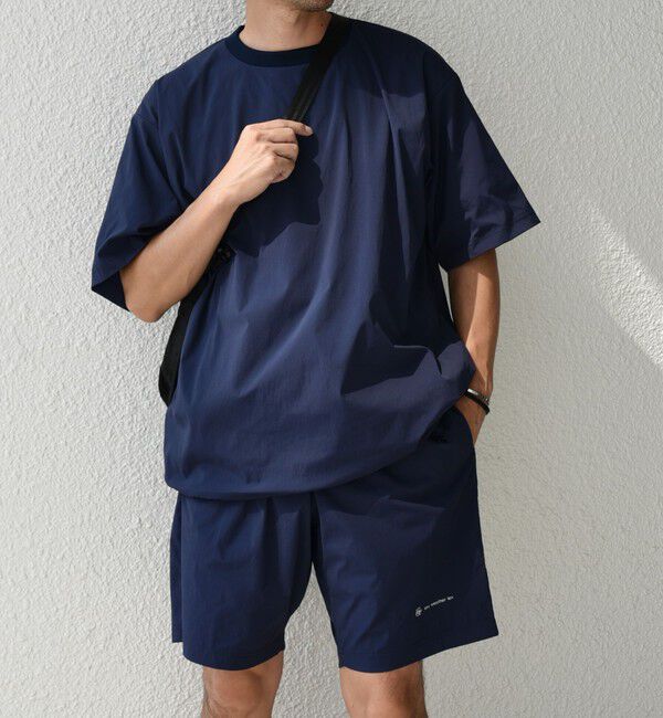 SHIPS any「【WEB限定】SHIPS any: ワッシャーナイロン スピンドル Tシャツ＋イージーショーツ セットアップ◆」|Tシャツ・カットソー|ネイビー
