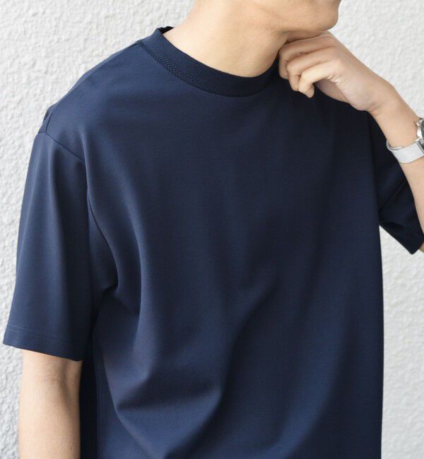 SHIPS any「SHIPS any: デザイン リブ ハイゲージ ポンチ クルーネック Tシャツ◆」|Tシャツ・カットソー|ネイビー