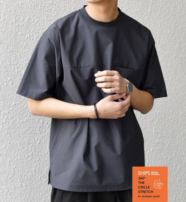 SHIPS any「SHIPS any: 360&deg; THE CIRCLE STRETCH ポケット Tシャツ(セットアップ対応)◆」|Tシャツ・カットソー|チャコールグレー