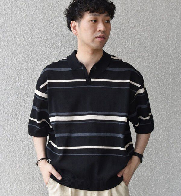 SHIPS any「SHIPS any:〈手洗い可能〉リネンミックス ハイゲージ ニット スキッパー ポロシャツ◆」|ポロシャツ|