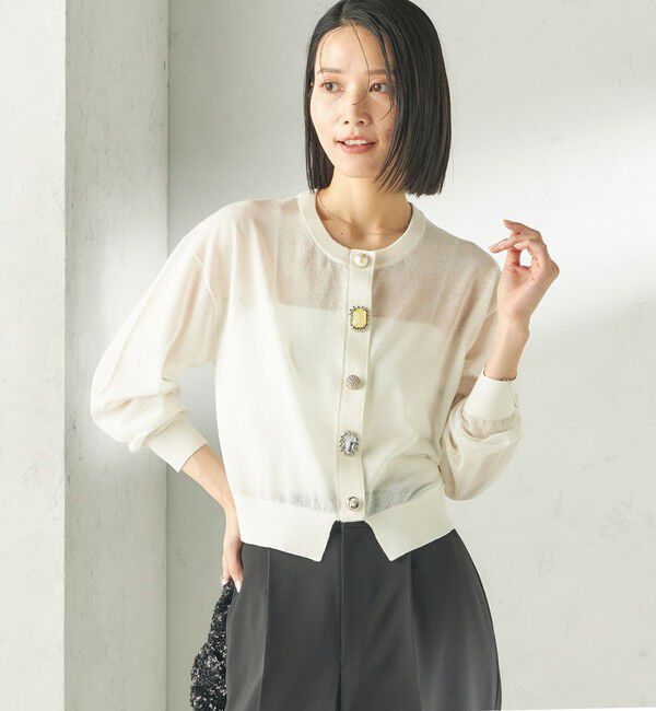 SHIPS for women「TORRAZZO DONNA:〈手洗い可能〉ビジュー シアー カーディガン」|カーディガン|