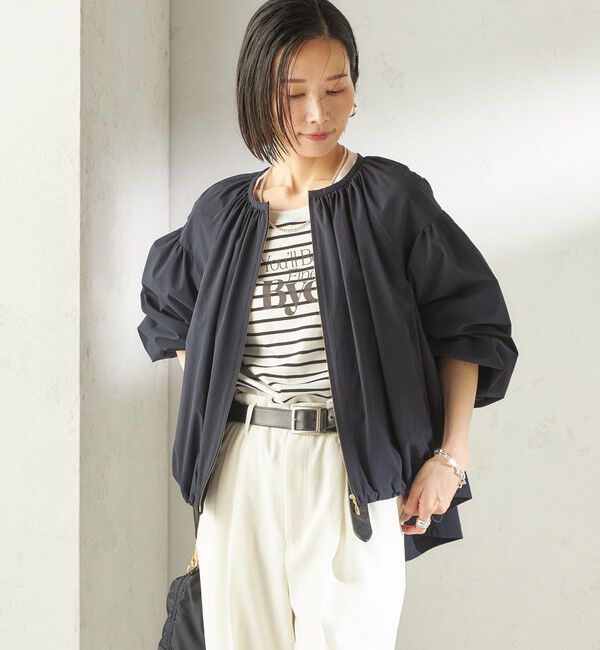 SHIPS for women「〈接触冷感 / 撥水加工〉TEXBRID(R) タフタ ギャザー 羽織 ブルゾン」|ブルゾン・スタジャン|