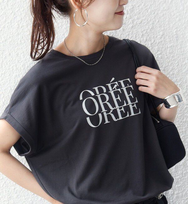 SHIPS for women「　《一部予約》メルティ コットン プリント ロゴ ショート スリーブ Tシャツ」|Tシャツ・カットソー|チャコールグレー