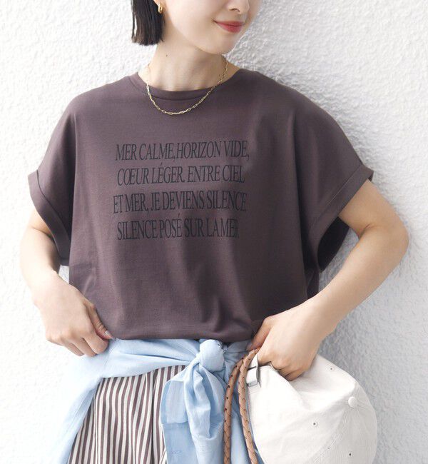SHIPS for women「　《一部予約》メルティ コットン プリント ロゴ ショート スリーブ Tシャツ」|Tシャツ・カットソー|ブラウン系