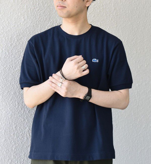 SHIPS any「【SHIPS any別注】LACOSTE: ワンポイント ロゴ ピケ クルーネック Tシャツ 26SS◇」|Tシャツ・カットソー|ネイビー
