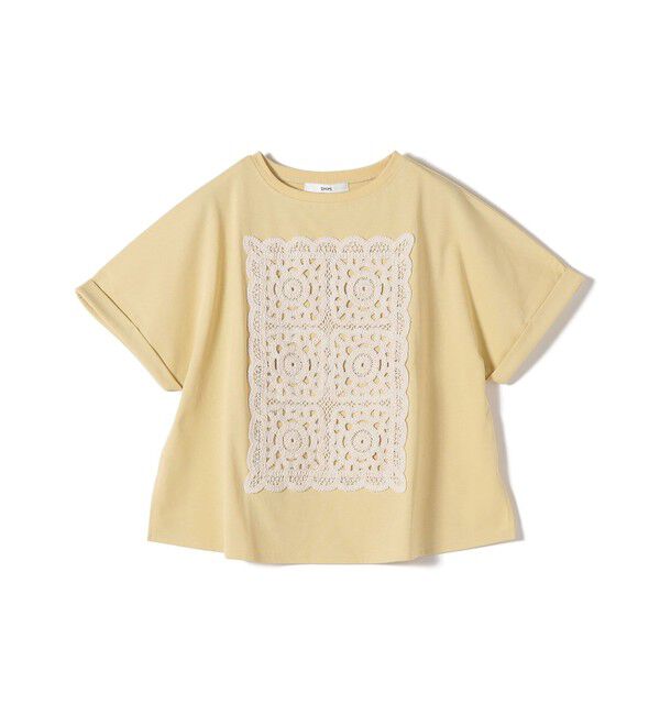 SHIPS for women「【WEB限定】〈汗染み防止/手洗い可能〉クロシェ ドッキング ショート スリーブ TEE」|Tシャツ・カットソー|