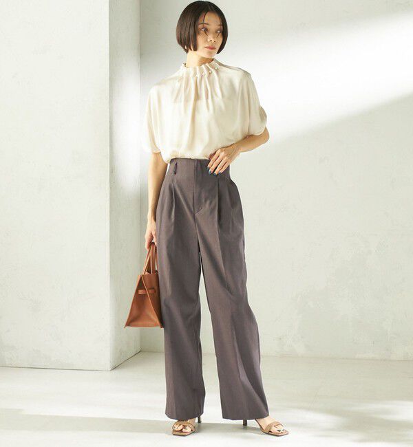 SHIPS for women「《一部予約》【一部WEB限定】〈手洗い可能〉パール モチーフ ネック ギャザー ドルマン ブラウス」|シャツ・ブラウス|