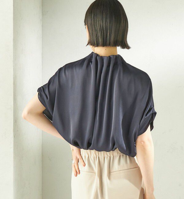 SHIPS for women「《一部予約》【一部WEB限定】〈手洗い可能〉パール モチーフ ネック ギャザー ドルマン ブラウス」|シャツ・ブラウス|