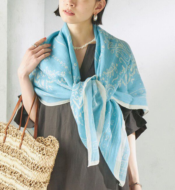 SHIPS for women「manipuri: 120*120 STOLE」|ストール|ライトブルー