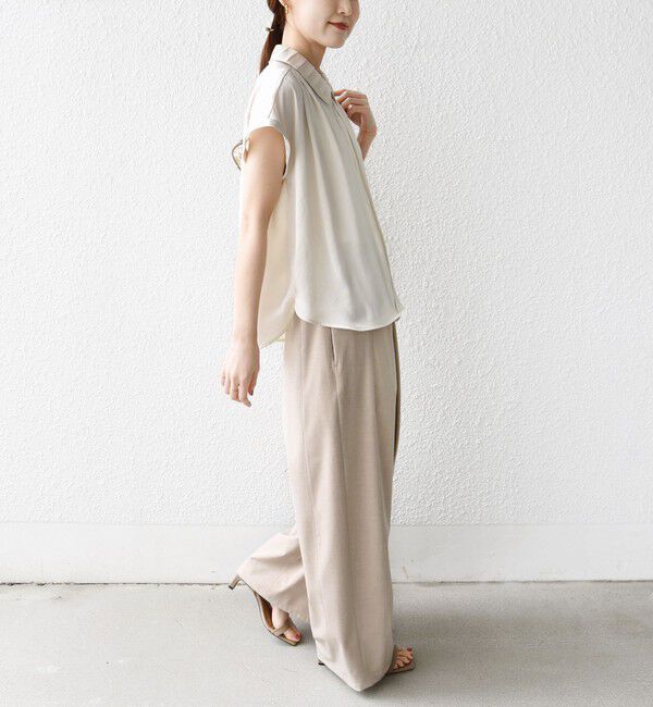 SHIPS for women「【WEB限定】〈手洗い可能〉サテン 襟 タック デザイン ブラウス」|シャツ・ブラウス|