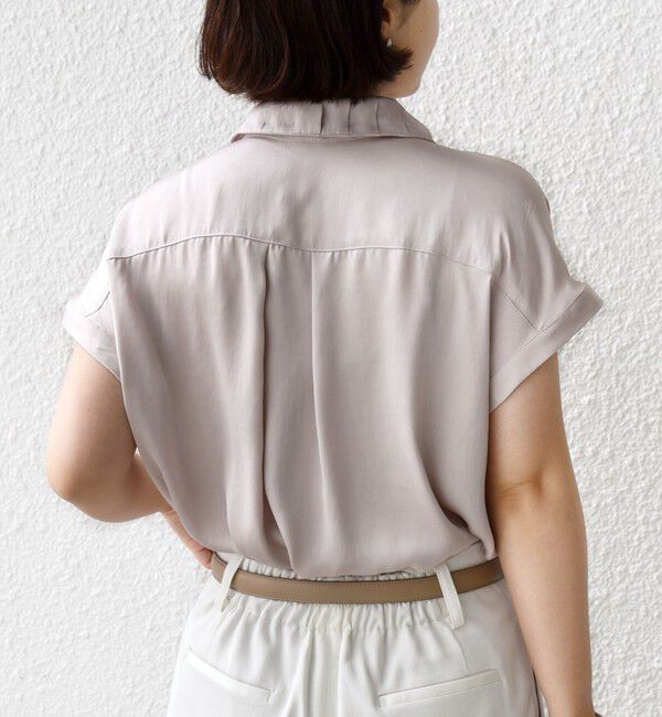 SHIPS for women「【WEB限定】〈手洗い可能〉サテン 襟 タック デザイン ブラウス」|シャツ・ブラウス|