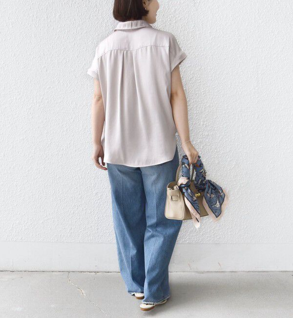SHIPS for women「【WEB限定】〈手洗い可能〉サテン 襟 タック デザイン ブラウス」|シャツ・ブラウス|
