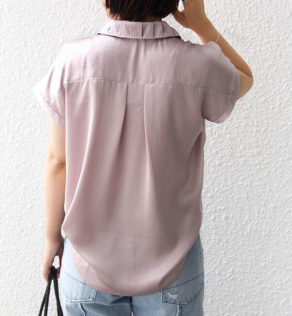 SHIPS for women「【WEB限定】〈手洗い可能〉サテン 襟 タック デザイン ブラウス」|シャツ・ブラウス|
