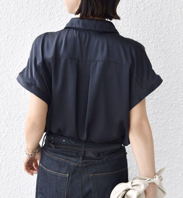 SHIPS for women「【WEB限定】〈手洗い可能〉サテン 襟 タック デザイン ブラウス」|シャツ・ブラウス|