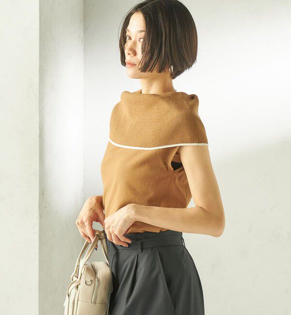 SHIPS for women「〈手洗い可能〉綿 ポリエステル 配色 2WAY 半袖 ニット」|ニット・セーター|