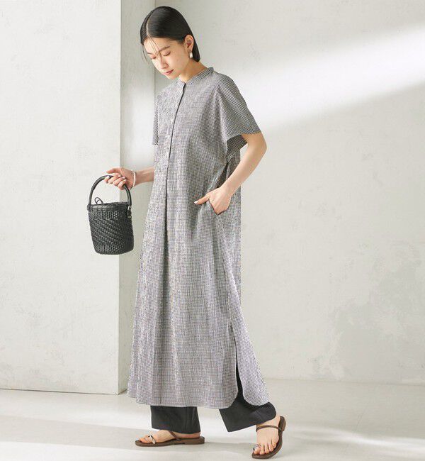 SHIPS for women「〈手洗い可能〉ACAR バンピー チェック ワンピース」|ワンピース|ブラック