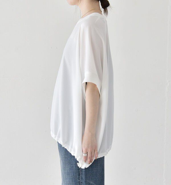 quaranciel「《一部追加予約》quaranciel:〈手洗い可能〉ジョーゼット ハーフスリーブ ドロスト ルーズ ブラウス」|シャツ・ブラウス|