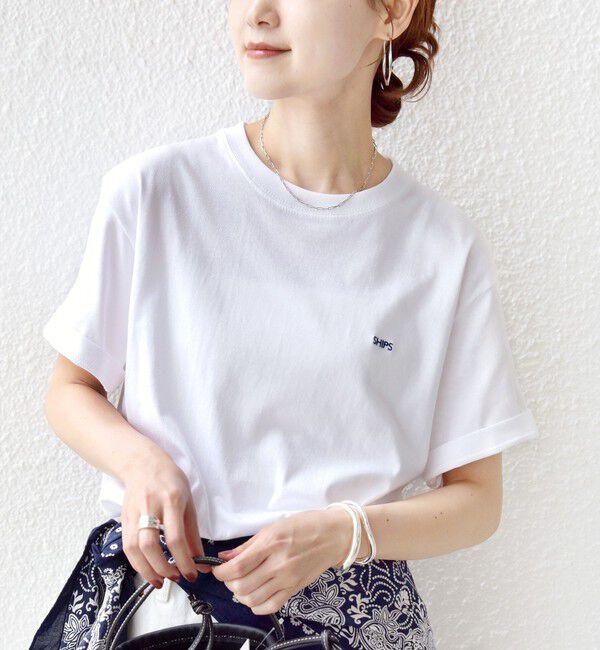 SHIPS「【WEB限定】SHIPS: マイクロ SHIPSロゴ Tシャツ」|Tシャツ・カットソー|