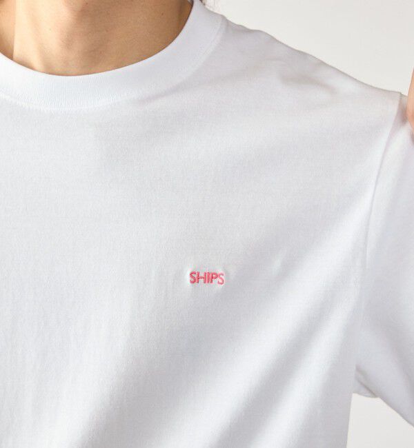SHIPS「【WEB限定】SHIPS: マイクロ SHIPSロゴ Tシャツ」|Tシャツ・カットソー|ピンク