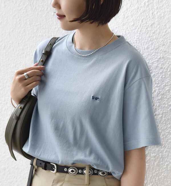 SHIPS「【WEB限定】SHIPS: マイクロ SHIPSロゴ Tシャツ」|Tシャツ・カットソー|ロイヤルブルー