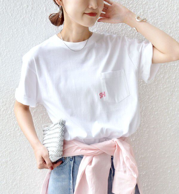 SHIPS「【WEB限定】SHIPS: エンブロイダリー SHロゴ ポケット Tシャツ」|Tシャツ・カットソー|ピンク