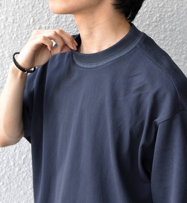 SHIPS any「SHIPS any:〈洗濯機可能〉エアロ スケープ メッシュ 鹿の子 リブ Tシャツ◇」|Tシャツ・カットソー|ネイビー