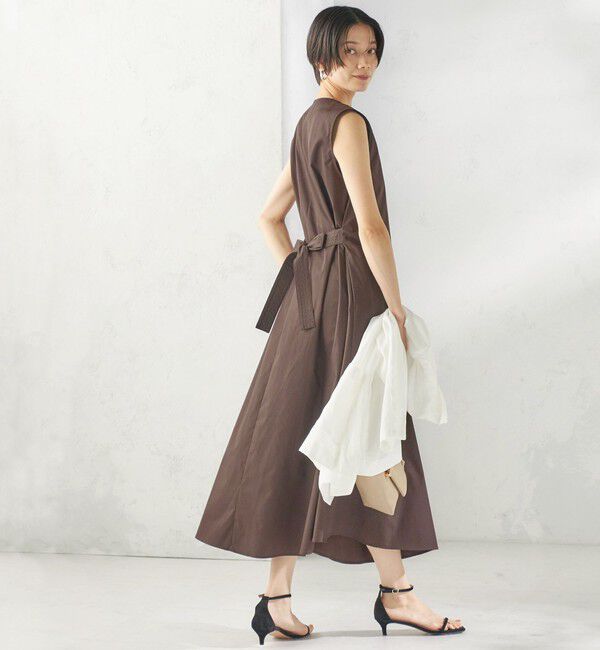 SHIPS for women「〈洗濯機可能〉綿ポリ スキッパー フレア ワンピース」|ワンピース|ブラウン