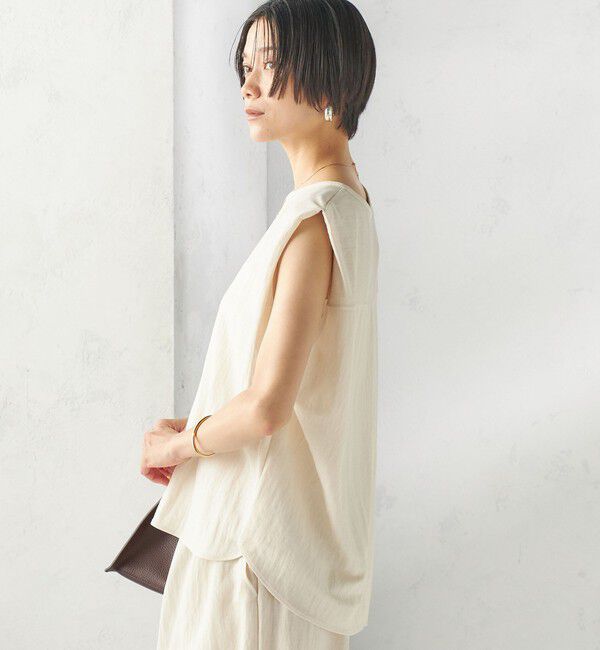 SHIPS for women「【実力派ベーシック】〈手洗い可能〉レーヨン ナイロン 深 ベンツ ノースリーブ プルオーバー」|Tシャツ・カットソー|