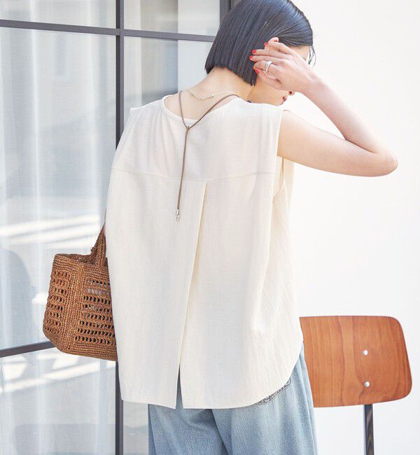 SHIPS for women「【実力派ベーシック】〈手洗い可能〉レーヨン ナイロン 深 ベンツ ノースリーブ プルオーバー」|Tシャツ・カットソー|