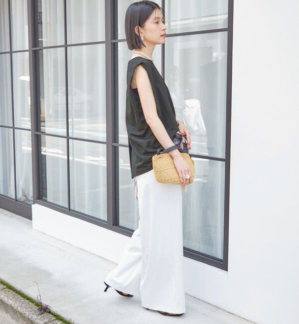 SHIPS for women「【実力派ベーシック】〈手洗い可能〉レーヨン ナイロン 深 ベンツ ノースリーブ プルオーバー」|Tシャツ・カットソー|