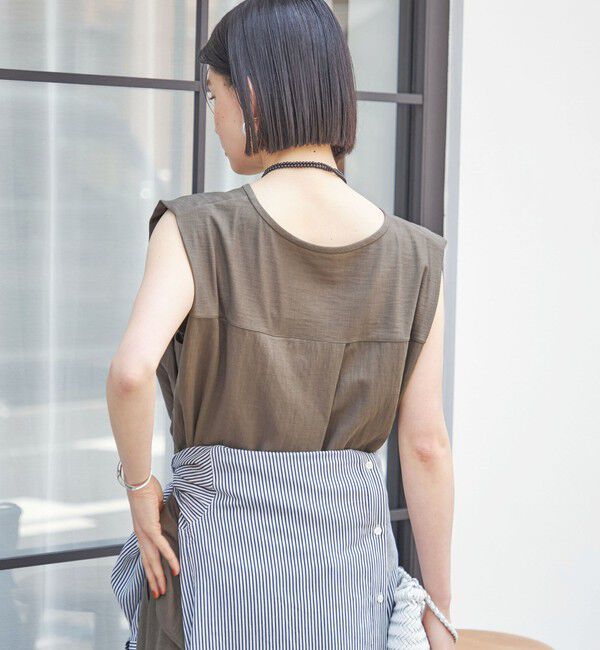 SHIPS for women「【実力派ベーシック】〈手洗い可能〉レーヨン ナイロン 深 ベンツ ノースリーブ プルオーバー」|Tシャツ・カットソー|