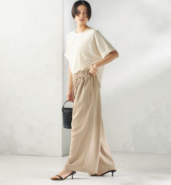 SHIPS for women「【実力派ベーシック】〈手洗い可能〉レーヨン ナイロン ドルマン 半袖 プルオーバー」|Tシャツ・カットソー|