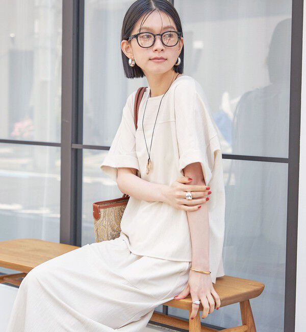 SHIPS for women「【実力派ベーシック】〈手洗い可能〉レーヨン ナイロン ドルマン 半袖 プルオーバー」|Tシャツ・カットソー|