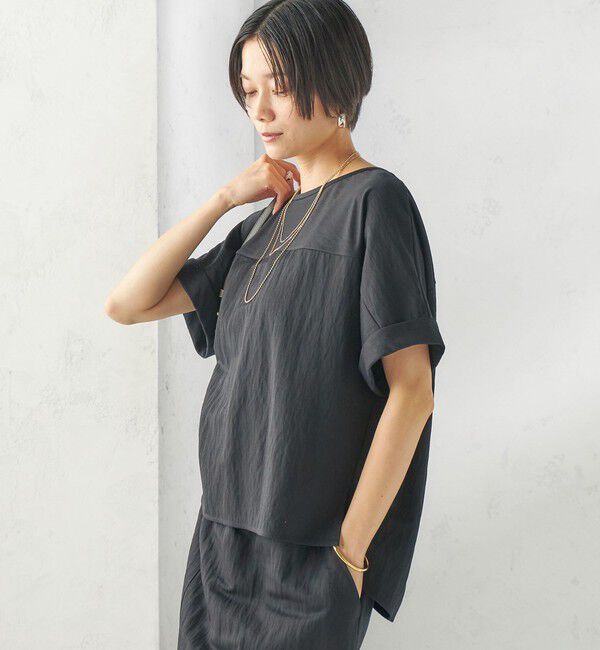 SHIPS for women「【実力派ベーシック】〈手洗い可能〉レーヨン ナイロン ドルマン 半袖 プルオーバー」|Tシャツ・カットソー|