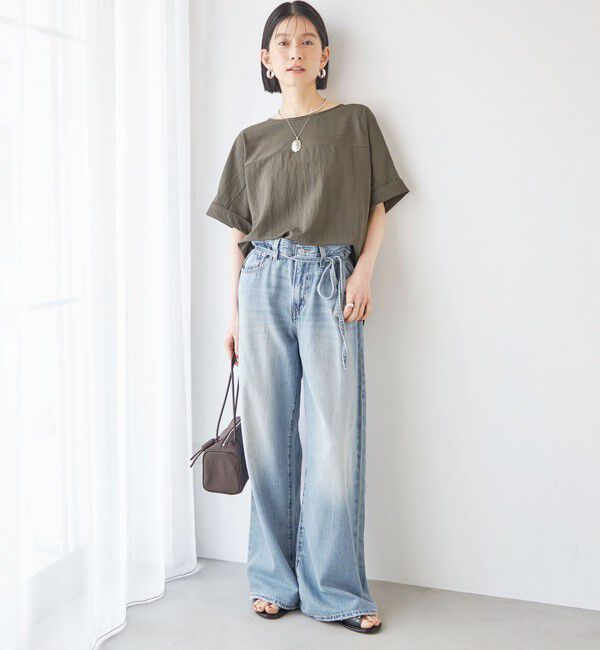 SHIPS for women「【実力派ベーシック】〈手洗い可能〉レーヨン ナイロン ドルマン 半袖 プルオーバー」|Tシャツ・カットソー|