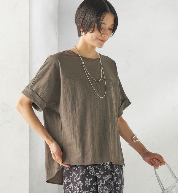 SHIPS for women「【実力派ベーシック】〈手洗い可能〉レーヨン ナイロン ドルマン 半袖 プルオーバー」|Tシャツ・カットソー|