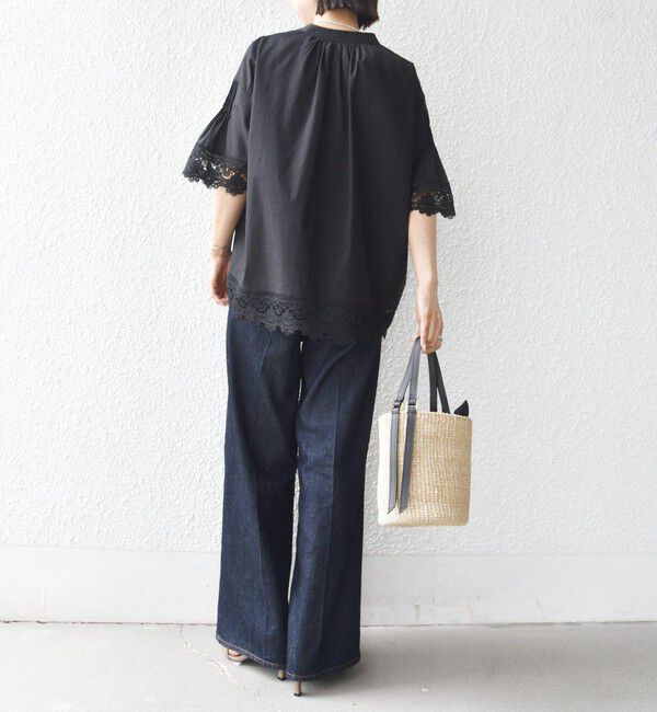SHIPS for women「〈手洗い可能〉トリム レース ピンタック スキッパー ブラウス」|シャツ・ブラウス|