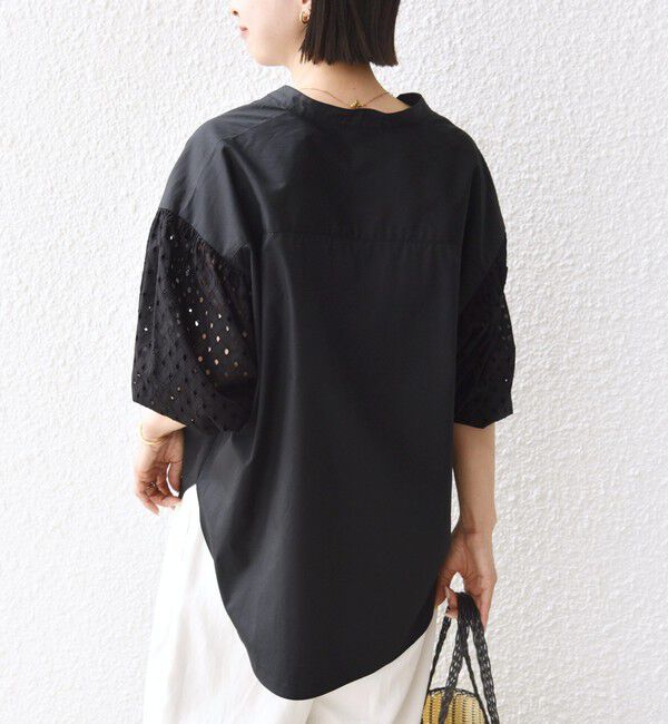 SHIPS for women「〈手洗い可能〉カットワーク レース スリーブ ブラウス」|シャツ・ブラウス|