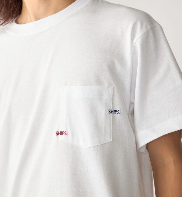 SHIPS「【WEB限定】SHIPS: WマイクロSHIPSロゴ ポケット Tシャツ」|Tシャツ・カットソー|