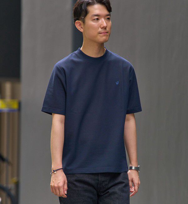 SHIPS「【WEB限定】SHIPS:〈汗染み拡散〉カノコ  ワンポイント Tシャツ」|Tシャツ・カットソー|ネイビー
